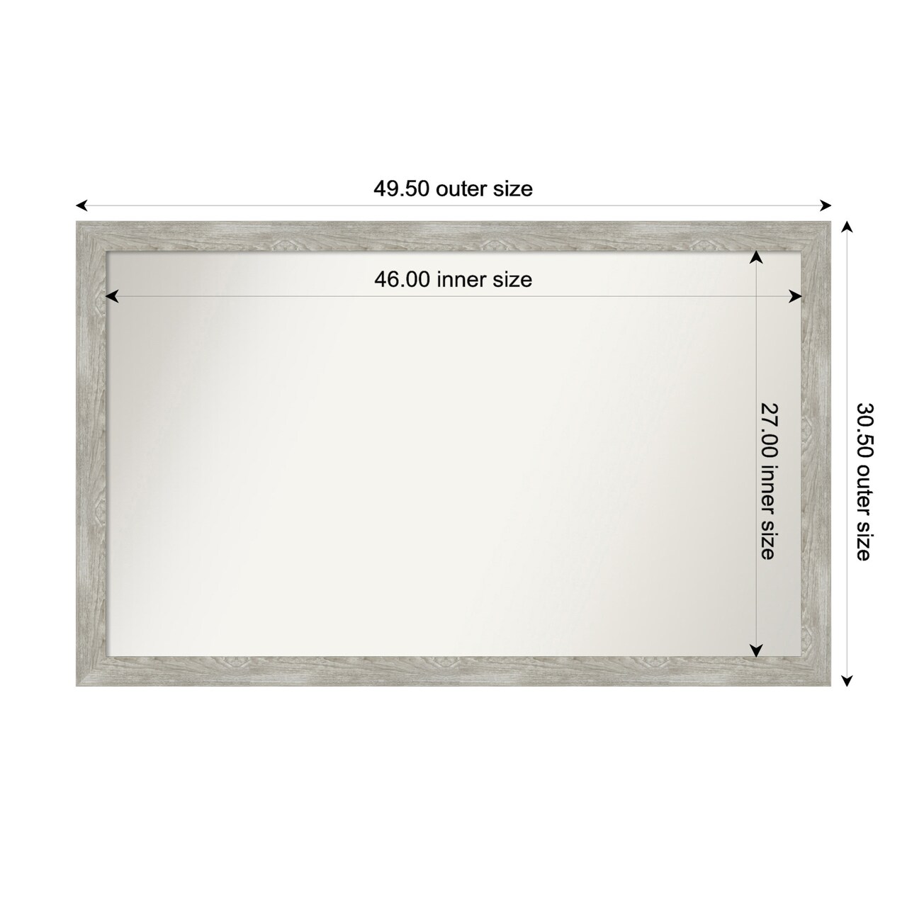 Dove Greywash Narrow Non-Beveled Custom Framed Bathroom Vanity Wall Mirror